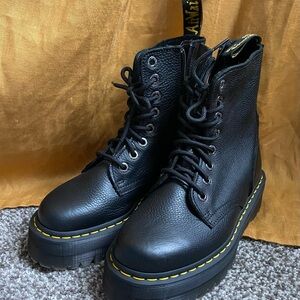 Dr. Martens Jadon III Black Pisa Leather Platform Boots